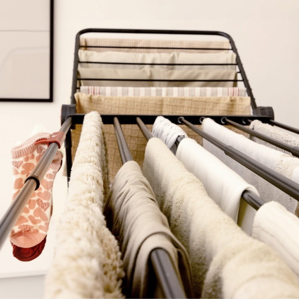 Vileda Infinity Flex® Indendørs tørrestativ, XXL-snore på over 2 meter, Stabilt og Robust, Praktisk transport
