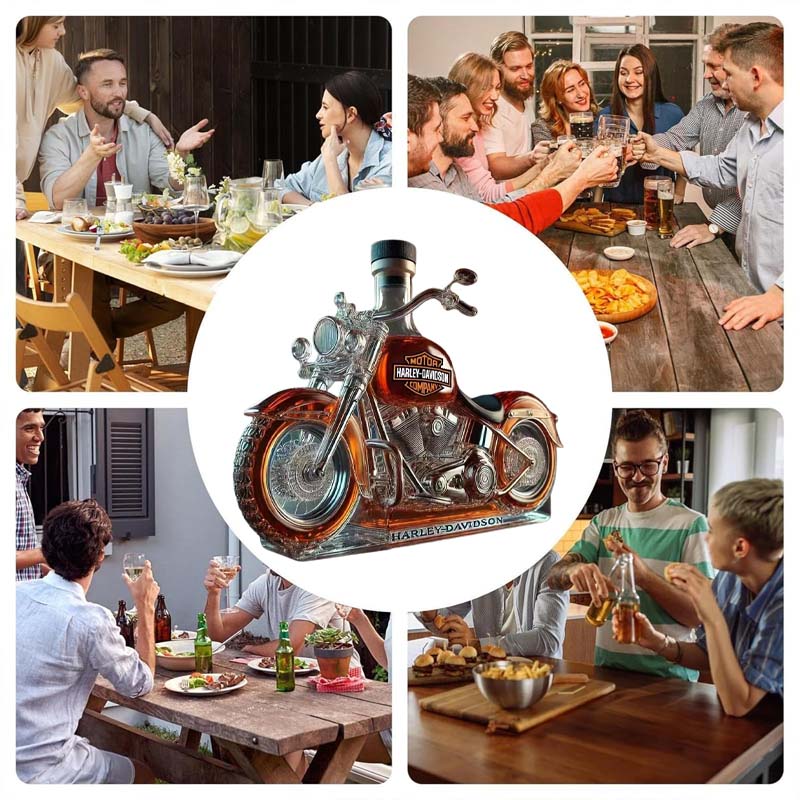 Kreativ vinflaske i glas til motorcykel