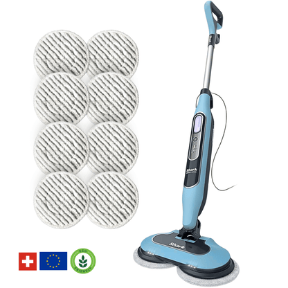 Shark® damp- og skuremoppe – alt-i-én med LED, XL-tank og 8 puder