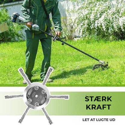 Græsslåmaskinens hoved har 6 grene, der er flettet sammen med holdbart ståltråd.