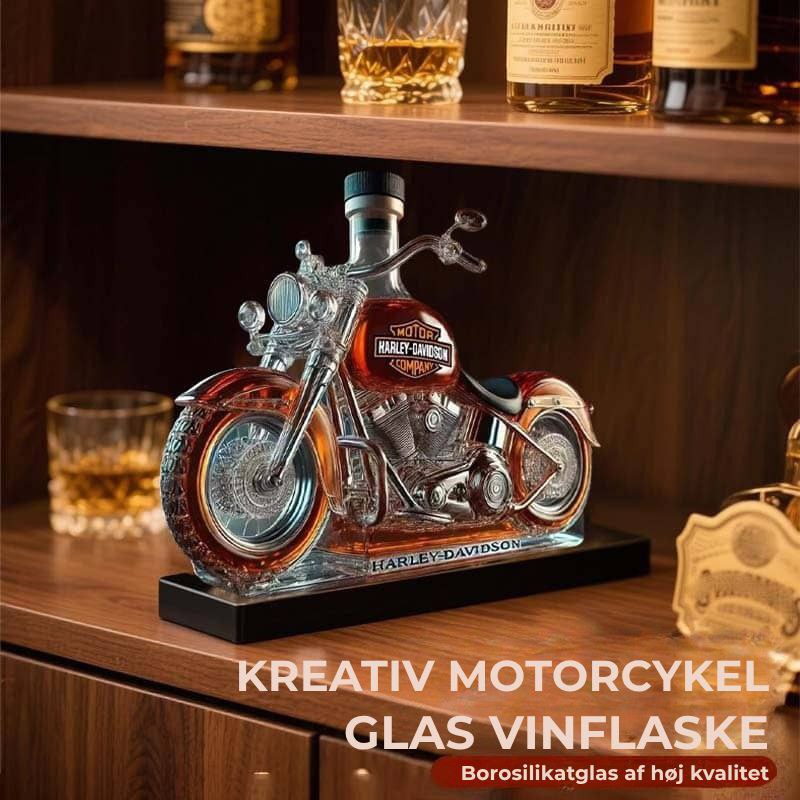 Kreativ vinflaske i glas til motorcykel